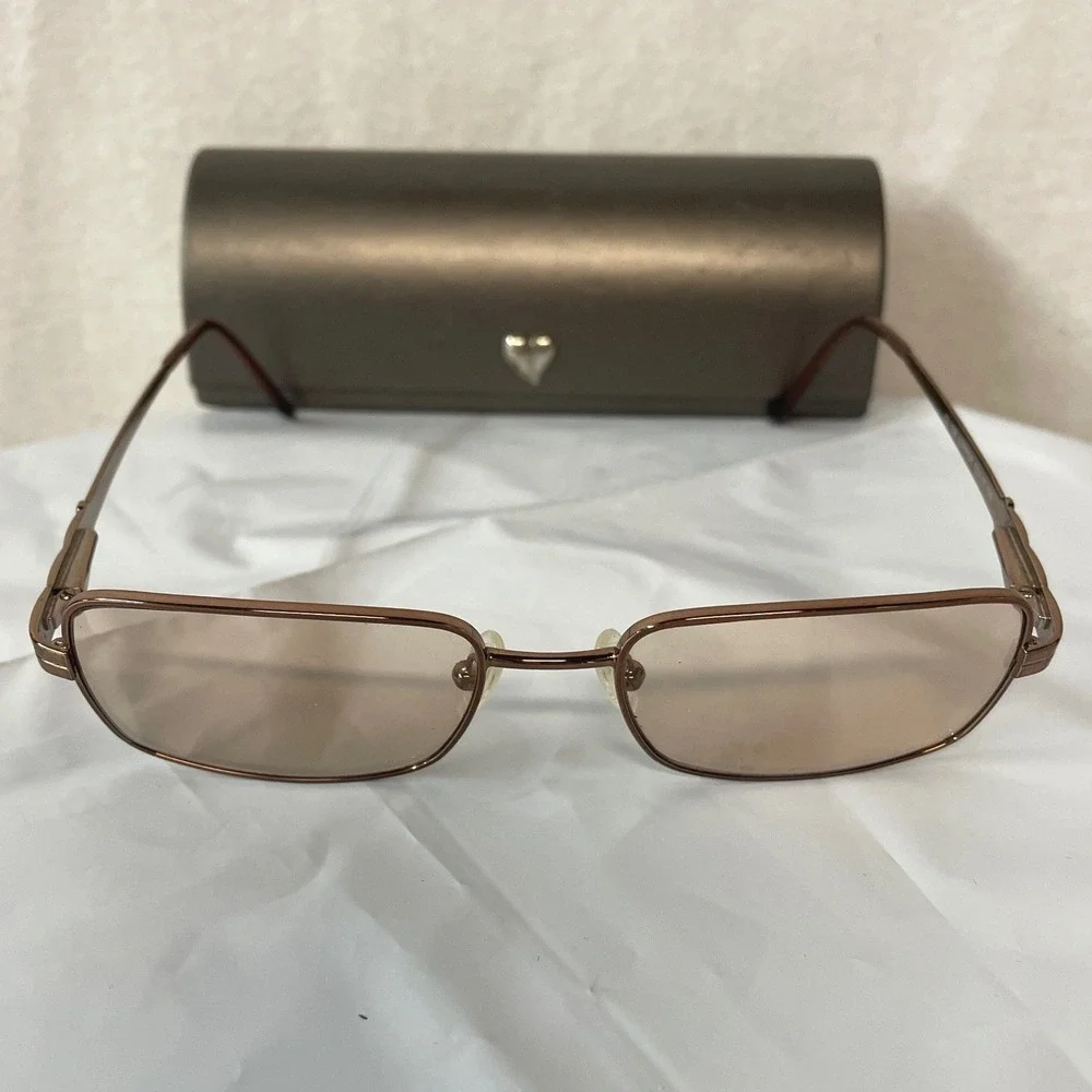 Vintage‎ Y2K Carolee CL 706 Copper Metal Rectangular Eyeglasses Frames with Case